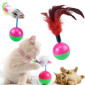 Animal De Casă Pisică Jucărie Pahar Balansoar Jucărie Pisoi Interactive Masina Echilibru Plastic De Pluș Mouse-Ul De Joc Mingea Cat Prinderea Consumabile PetCloud