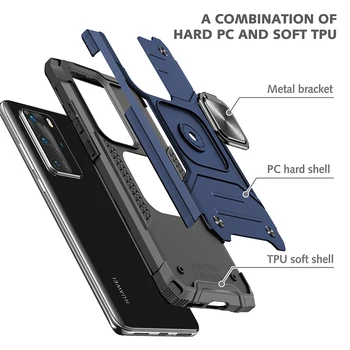 Pentru Huawei P30 Lite P40 Pro+ Plus Caz rezistent la Socuri Armura Telefon Caz pentru Nova 5T 4E 6 SE 7i Onoarea 20 Magnetice Masina Inel Capac